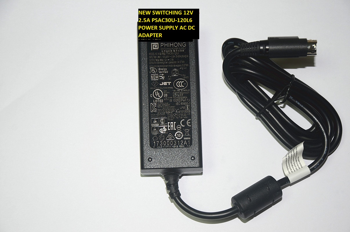 NEW SWITCHING 12V 2.5A AC DC ADAPTER POWER SUPPLY PSAC30U-120L6 NEW SWITCHING 12V 2.5A AC DC ADAPTER POWER SUPPLY PSAC30U-120L6